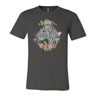 Nature Floral Plants Flowers Animal Zebra Jersey T-Shirt | Mazezy
