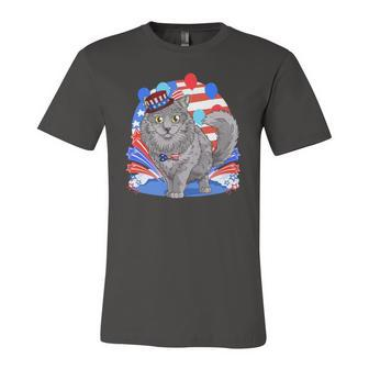 Nebelung Cat 4Th Of July Patriotic American Kitten Jersey T-Shirt | Mazezy