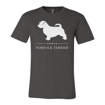 Norfolk Terrier Dog White Silhouette Jersey T-Shirt | Mazezy