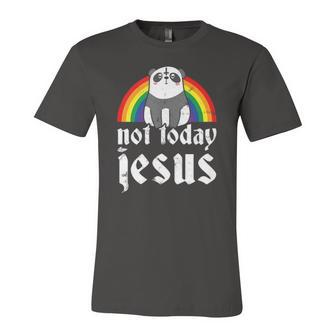 Not Today Jesus Rainbow Satanic Panda Goth Metal Concert Jersey T-Shirt | Mazezy