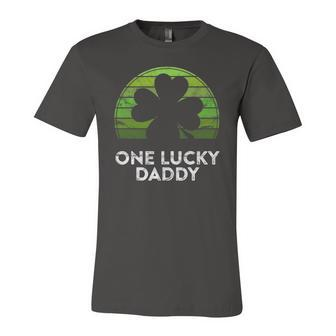 One Lucky Daddy Shamrock Sunset Irish St Patricks Day Jersey T-Shirt | Mazezy