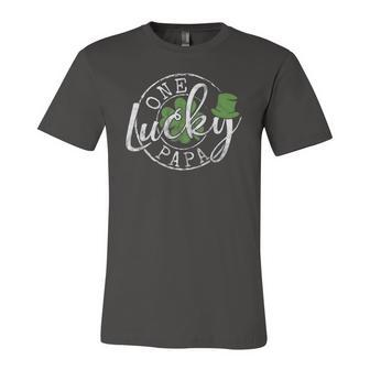 One Lucky Papa Father Irish Clovers St Patricks Day Jersey T-Shirt | Mazezy