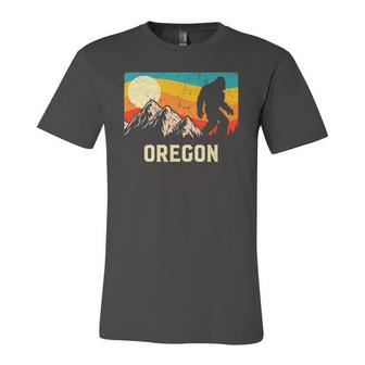 Oregon Bigfoot Sasquatch Mountains Retro Hiking Jersey T-Shirt | Mazezy