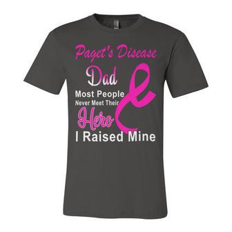 Pagets Disease Dad Most People Never Meet Their Hero I Raised Mine Pink Ribbon Pagets Disease Pagets Disease Awareness Unisex Jersey Short Sleeve Crewneck Tshirt - Monsterry DE