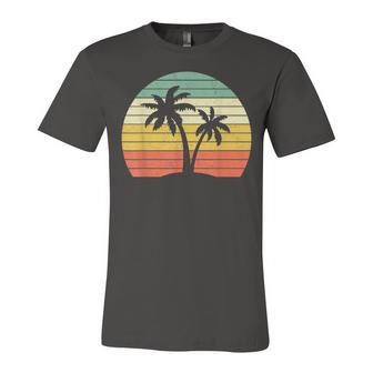 Palm Tree Vintage Retro Style Tropical Beach Jersey T-Shirt | Mazezy
