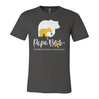 Papa Bear Gold Ribbon Childhood Cancer Awareness Jersey T-Shirt | Mazezy