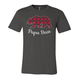 Papa Bear Pajama Red Buffalo Plaid Jersey T-Shirt | Mazezy