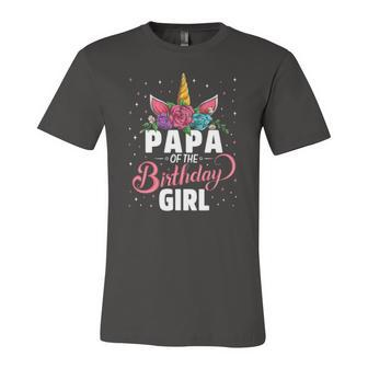 Papa Of The Birthday Girl Unicorn Girls Matching Jersey T-Shirt | Mazezy