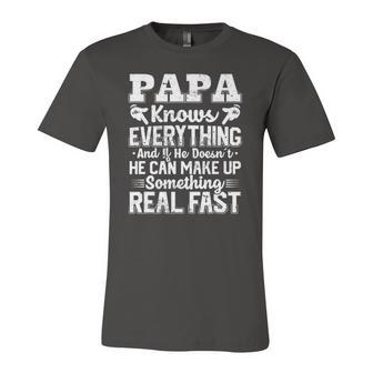 Papa Knows Everything Cool Dad Fathers Day Jersey T-Shirt | Mazezy