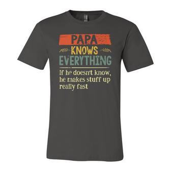 Papa Knows Everything If He Doesnt Know Fathers Day Jersey T-Shirt | Mazezy