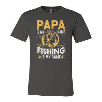 Papa Is My Name Fishing Is My Game Jersey T-Shirt | Mazezy