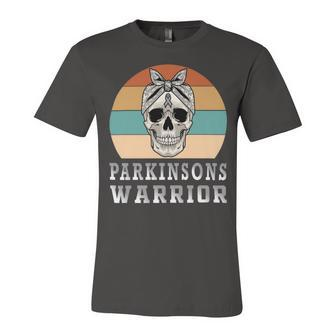 Parkinsons Warrior Skull Women Vintage Grey Ribbon Parkinsons Parkinsons Awareness Unisex Jersey Short Sleeve Crewneck Tshirt - Monsterry DE