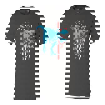 Patriotic 4Th Of July Kids Boys Dinosaurrex American Flag Jersey T-Shirt | Mazezy