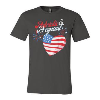 Patriotic And Pregnant 4Th Of July Pregnancy Announcement Unisex Jersey Short Sleeve Crewneck Tshirt - Seseable