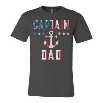 Patriotic Captain Dad American Flag Boat Owner 4Th Of July V2 Unisex Jersey Short Sleeve Crewneck Tshirt - Seseable