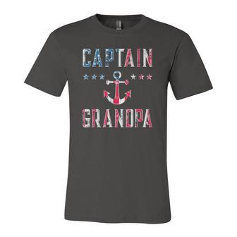 Patriotic Captain Grandpa American Flag Boating 4Th Of July Jersey T-Shirt | Mazezy