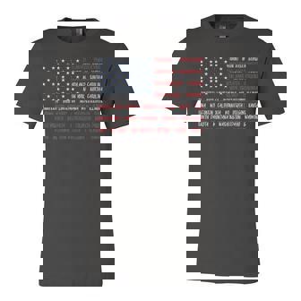 Patriotic July 4Th Usa American Flag All 50 State Names Unisex Jersey Short Sleeve Crewneck Tshirt - Seseable