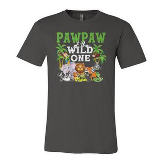 Pawpaw Of The Wild One Zoo Birthday Safari Jungle Animal Jersey T-Shirt | Mazezy