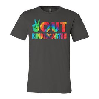 Peace Out Kindergarten Graduation Tie Dye Last Day Of School Jersey T-Shirt | Mazezy