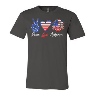 Peace Love America Funny 4Th Of July Sunflower Unisex Jersey Short Sleeve Crewneck Tshirt - Seseable