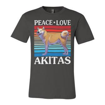 Peace Love And Akitas Dogs Happy Day To Dog Mother Father T-Shirt Unisex Jersey Short Sleeve Crewneck Tshirt - Seseable