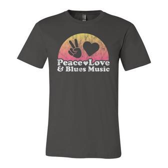 Peace Love And Blues Music Vintage Sunset Jersey T-Shirt | Mazezy