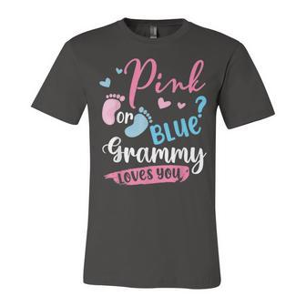 Pink Or Blue Grammy Loves You Baby Gender Reveal Unisex Jersey Short Sleeve Crewneck Tshirt - Seseable