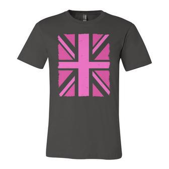 Pink Union Jack Queens Platinum Jubilee Uk British Flag Jersey T-Shirt | Mazezy
