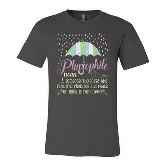 Pluviophile Definition Rainy Days And Rain Lover Jersey T-Shirt | Mazezy