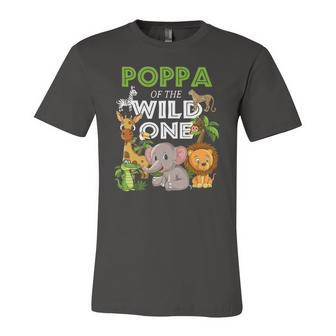Poppa Of The Wild One Zoo Birthday Safari Jungle Animal Jersey T-Shirt | Mazezy