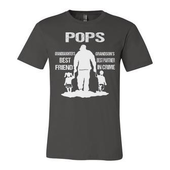 Pops Grandpa Gift Pops Best Friend Best Partner In Crime Unisex Jersey Short Sleeve Crewneck Tshirt - Seseable