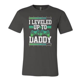 Pregnancy Announcement Leveled Up To Daddy Gamer Dad Jersey T-Shirt | Mazezy