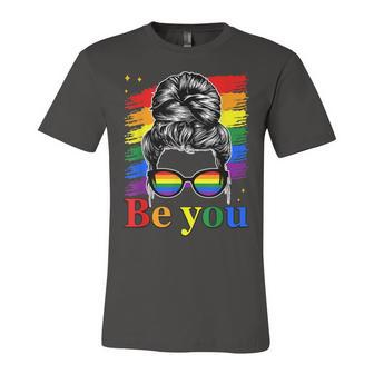 Be You Pride Lgbtq Gay Lgbt Ally Rainbow Flag Woman Face Jersey T-Shirt | Mazezy