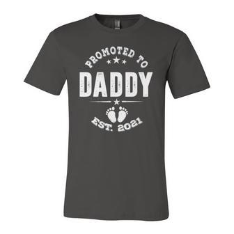 Promoted To Daddy 2021 Pregnancy Announcement Baby Shower Jersey T-Shirt | Mazezy