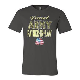 Proud Army Father-In-Law Us Flag Dog Tag Military Dad-In-Law Jersey T-Shirt | Mazezy