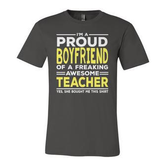 Im A Proud Boyfriend Of A Freaking Awesome Teacher Jersey T-Shirt | Mazezy