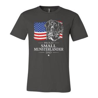 Proud Small Munsterlander Dad American Flag Patriotic Dog Jersey T-Shirt | Mazezy