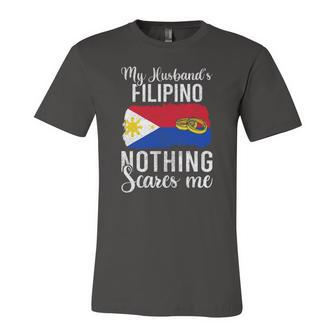 Proud Wife Of Filipino Husband Nothing Scares Me Jersey T-Shirt | Mazezy