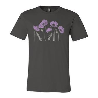 Casual Purple Poppy Flowers Graphic For Jersey T-Shirt | Mazezy