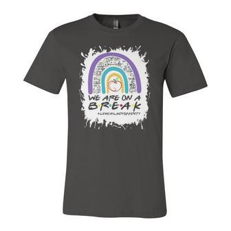 Rainbow We Are On A Break Lunch Lady Off Duty Summer Jersey T-Shirt | Mazezy