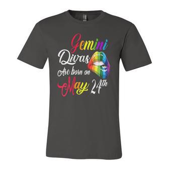 Rainbow Lips Divas Are Born On May 24Th Gemini Girl Birthday Jersey T-Shirt | Mazezy