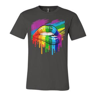 Rainbow Lips Lgbt Pride Month Rainbow Flag Jersey T-Shirt | Mazezy