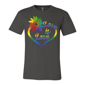 Rainbow Sunflower Love Is Love Lgbt Gay Lesbian Pride V2 Jersey T-Shirt | Mazezy