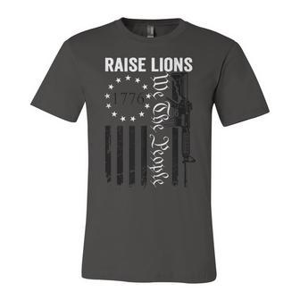 Raise Lions - Usa Patriotic Parenting Pro Guns Ar15 Gun Flag Unisex Jersey Short Sleeve Crewneck Tshirt - Seseable