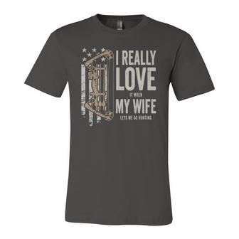 I Really Love It When My Wife Lets Me Go Hunting Jersey T-Shirt | Mazezy