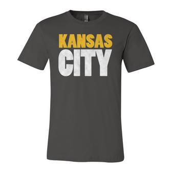 Red Kansas City Nation Fun Bold Kc Vintage Varsity Kc Red Jersey T-Shirt | Mazezy