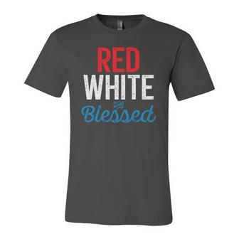 Red White And Blessed Independence Day 4Th Of July Patriotic Jersey T-Shirt | Mazezy