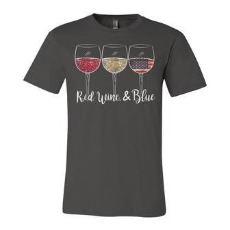 Red Wine & Blue 4Th Of July Wine Red White Blue Wine Glasses Jersey T-Shirt | Mazezy
