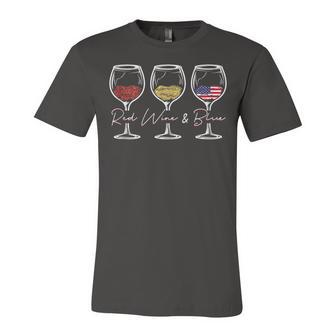 Red Wine & Blue 4Th Of July Wine Red White Blue Merica Usa Jersey T-Shirt | Mazezy