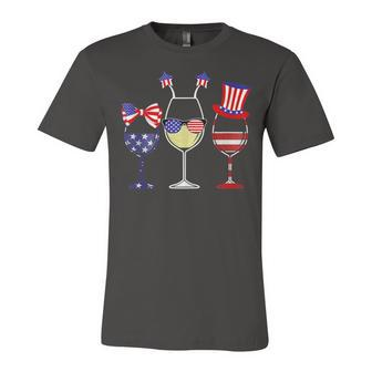 Red Wine And Blue 4Th Of July Red White Blue Wine Glasses Unisex Jersey Short Sleeve Crewneck Tshirt - Seseable